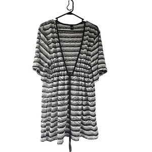 a.n.a Womens Dress Swimsuit Cover Up Black White Open Work Lace Size XL